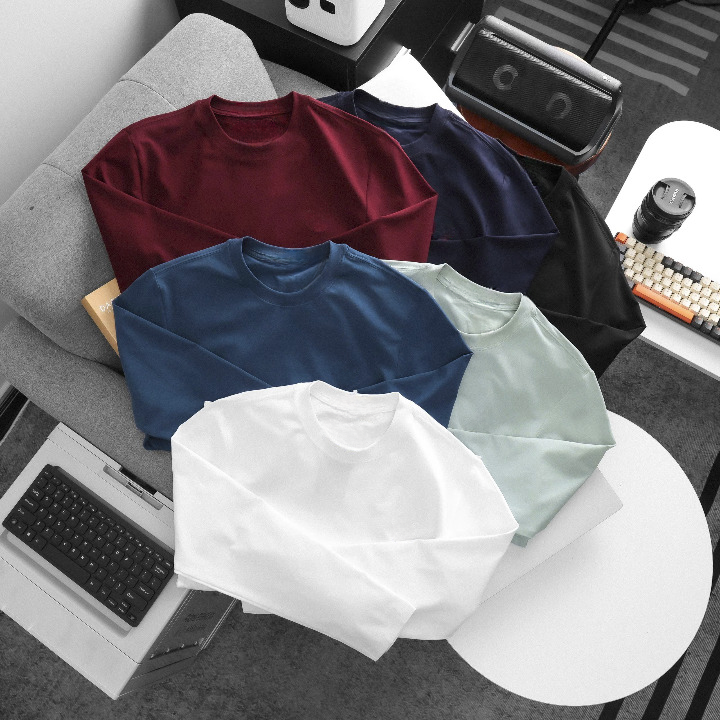 OEM/ODM Manufacturing: Premium Blank Long-Sleeve T-Shirts (Crewneck Tees)